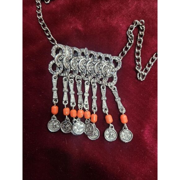 Vintage Silver Corale Amulet Pendant Vintage Necklace - Picture 3 of 3